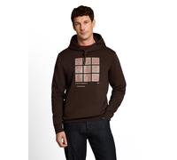 Kapuzensweatshirt TOM TAILOR, Herren, Gr. L, schwarz chocolate braun, Sweatware, Obermaterial: 70% Baumwolle, 30% Polyester, bedruckt, regular fit hüftbedeckend, Rundhals, Bündchen, Sweatshirts, mit g