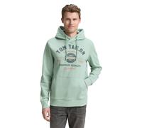 Kapuzensweatshirt TOM TAILOR, Herren, Gr. XL, grün (dust grün), Sweatware, Obermaterial: 70% Baumwolle, 30% Polyester, casual, regular fit taillenbedeckt, ohne Ausschnitt, Langarm Bündchen, Sweatshirt