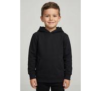 Kapuzensweatshirt TOM TAILOR, Jungen, Gr. 128, schwarz (heavy schwarz), Sweatware, Obermaterial: 100% Baumwolle, unifarben, angesetztes Bündchen, Sweatshirts Kapuzensweatshirt, mit Rückenprint (692223
