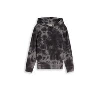 Kapuzensweatshirt TOM TAILOR, Jungen, Gr. 140, grau (dunkelgrau tie dye), Sweatware, Obermaterial: 100% Baumwolle, normal hüftbedeckend, Rundhals, Flachstrickbündchen, Sweatshirts, mit Batik-Muster, f