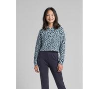 Kapuzensweatshirt TOM TAILOR, Mädchen, Gr. 140, grün big leo, Web, Obermaterial: 60% Baumwolle, 40% Polyester, normal hüftlang, Rundhals, Bündchen, Sweatshirts, Kurzes Kapuzenpullover im Leo-Look/für