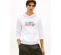Kapuzensweatshirt TOMMY HILFIGER "BRAND LOVE BIG TEXT", Herren, Gr. XL, weiß, Sweatware, Obermaterial: 63% Baumwolle, 37% Polyester, unifarben, regular fit normal, Rundhals, eingesetzt Rippbündchen, S