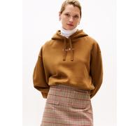 Kapuzensweatshirt TOMMY HILFIGER "CLASSIC SCRIPT FLEECE HOODIE", Damen, Gr. L (40), highland khaki, Sweatware, Obermaterial: 77% Baumwolle, 23% Polyester, unifarben, casual, Langarm, Sweatshirts (1017