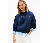 Kapuzensweatshirt TOMMY HILFIGER "CORP LOGO MDRN HOODIE", Damen, Gr. L (42/44), blau (schwarz night navy), Sweatware, Obermaterial: 63% Baumwolle, 37% Polyester, bedruckt, regular fit, Rippbündchen, S