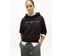 Kapuzensweatshirt TOMMY HILFIGER "CORP LOGO MDRN HOODIE", Damen, Gr. XXXL(46), schwarz, Sweatware, Obermaterial: 63% Baumwolle, 37% Polyester, bedruckt, regular fit, Rippbündchen, Sweatshirts (1549293