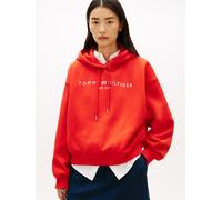 Kapuzensweatshirt TOMMY HILFIGER "CORP LOGO MDRN HOODIE", Damen, Gr. L (42/44), fireworks, Sweatware, Obermaterial: 63% Baumwolle, 37% Polyester, unifarben, regular fit, Rippbündchen, Sweatshirts (607