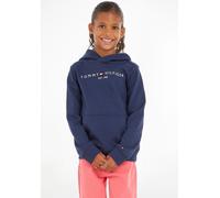 Kapuzensweatshirt TOMMY HILFIGER "ESSENTIAL HOODIE", Jungen, Gr. 12/152, blau (marine), Obermaterial: 100% Baumwolle, bestickt, Basic schmal, Rippbündchen, Sweatshirts, für Jungen und Mädchen (7520771