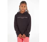 Kapuzensweatshirt TOMMY HILFIGER "ESSENTIAL HOODIE", Jungen, Gr. 6/116, schwarz, Sweatware, Obermaterial: 100% Baumwolle, bestickt, Basic schmal, Rundhals, Rippbündchen, Sweatshirts Kapuzensweatshirt,