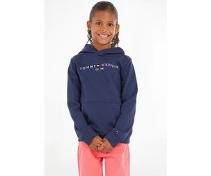 Kapuzensweatshirt TOMMY HILFIGER "ESSENTIAL HOODIE", Jungen, Gr. 8/128, blau (marine), Obermaterial: 100% Baumwolle, bestickt, Basic schmal, Rippbündchen, Sweatshirts, für Jungen und Mädchen (75207716