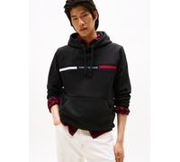 Kapuzensweatshirt TOMMY HILFIGER "HILFIGER CHEST INSERT", Herren, Gr. XL, schwarz, Sweatware, Obermaterial: 70% Baumwolle, 30% Polyester, unifarben, regular fit hüftlang, eingesetzt Bündchen, Sweatshi