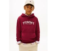 Kapuzensweatshirt TOMMY HILFIGER, Jungen, Gr. 10 (140), rot (rich cherry), Sweatware, Obermaterial: 80% Baumwolle, 20% Polyester, unifarben, regular fit normal, Rundhals, eingesetzt Rippbündchen, Swea