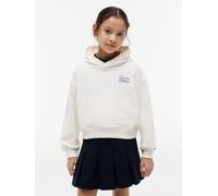 Kapuzensweatshirt TOMMY HILFIGER, Mädchen, Gr. 16 (176), weiß (ancient weiß), Sweatware, Obermaterial: 78% Baumwolle, 18% Polyester, 4% Elasthan, unifarben, regular fit normal, Rundhals, eingesetzt an
