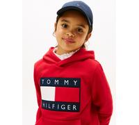 Kapuzensweatshirt TOMMY HILFIGER, Mädchen, Gr. 3 (98), primary rot, Sweatware, Obermaterial: 100% Baumwolle, unifarben, regular fit normal, Rundhals, eingesetzt angesetztes Bündchen, Sweatshirts, Kind