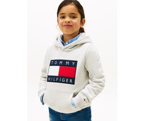 Kapuzensweatshirt TOMMY HILFIGER, Mädchen, Gr. 80, light grau heather, Sweatware, Obermaterial: 100% Baumwolle, meliert, regular fit normal, Rundhals, eingesetzt angesetztes Bündchen, Sweatshirts, Kin