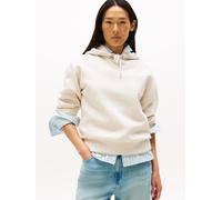 Tommy Hilfiger Damen Hoodie mit Logo, Elfenbein (Heather Oatmilk), XS
