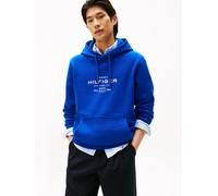 Kapuzensweatshirt TOMMY HILFIGER "OVAL GRAPHIC HOODIE", Herren, Gr. XL, wedge blau, Sweatware, Obermaterial: 63% Baumwolle, 37% Polyester, unifarben, regular fit normal, Rundhals, eingesetzt Rippbündc