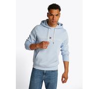 Kapuzensweatshirt TOMMY HILFIGER "TOMMY LOGO", Herren, Gr. XXL, blau (breezy blau), Sweatware, Obermaterial: 64% Baumwolle, 36% Polyester, gerade, unten schmal hüftlang, Rundhals, angesetztes Bündchen