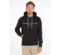 Kapuzensweatshirt TOMMY HILFIGER "TOMMY LOGO HOODY", Herren, Gr. S (46), schwarz (jet schwarz), Sweatware, Obermaterial: 72% Baumwolle, 28% Polyester, bestickt, unifarben, Basic schmal hüftbedeckend,