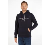 Kapuzensweatshirt TOMMY HILFIGER "TOMMY LOGO HOODY", Herren, Gr. S (46), weiß (sky captain), Obermaterial: 72% Baumwolle, 28% Polyester, Basic schmal, Rippbündchen, Sweatshirts (50918114-S) sky captai