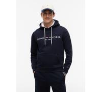 Kapuzensweatshirt TOMMY HILFIGER "TOMMY LOGO HOODY", Herren, Gr. S (46), weiß (sky captain), Sweatware, Obermaterial: 72% Baumwolle, 28% Polyester, bestickt, unifarben, Basic schmal hüftbedeckend, Rip