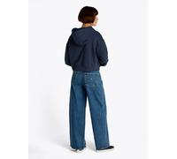 Kapuzensweatshirt TOMMY JEANS CURVE "TJW RLX CRP SCRIPT HOODIE EXT", Damen, Gr. XXXL(46), blau (schwarz night navy), Sweatware, Obermaterial: 100% Baumwolle, unifarben, relaxed fit, Bündchen, Sweatshi