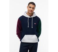 Kapuzensweatshirt TOMMY JEANS "REGULAR BADGE HOODIE", Herren, Gr. S, dunkelblau colorblock, Sweatshirts, Regular fit mit Kapuze (36147058-S) dunkelblau colorblock
