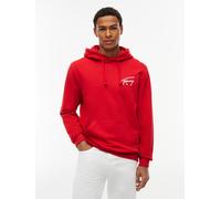 Kapuzensweatshirt TOMMY JEANS "REGULAR ENTRY SIGNATURE HOOD", Herren, Gr. XL, rot (scarlet flare), Sweatware, Obermaterial: 100% Baumwolle, unifarben, regular fit normal, Rundhals, eng Rippbündchen, S