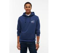 Kapuzensweatshirt TOMMY JEANS "REGULAR ENTRY SIGNATURE HOOD", Herren, Gr. XXL, blau (basic navy), Sweatware, Obermaterial: 100% Baumwolle, unifarben, regular fit normal, Rundhals, eng Rippbündchen, Sw