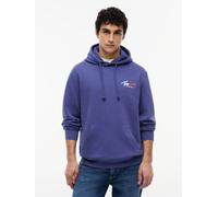 Kapuzensweatshirt TOMMY JEANS "TJM REGULAR ENTRY SIGN", Herren, Gr. XXL, blau storm, Sweatware, Obermaterial: 100% Baumwolle, regular fit normal, Rundhals, eingesetzt Rippbündchen, Sweatshirts, Regula