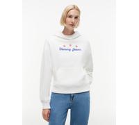 Kapuzensweatshirt TOMMY JEANS "TJW BXY STAR NOVELTY HWK", Damen, Gr. S (36/38), ecru, Sweatware, Obermaterial: 100% Baumwolle, bedruckt, normal, Rundhals, Rippbündchen, Sweatshirts, Baumwolle, Känguru