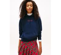 Kapuzensweatshirt TOMMY JEANS "TJW REG ESS LOGO 2 HOODIE EXT", Damen, Gr. L (40), schwarz night navy, Sweatware, Obermaterial: 100% Baumwolle, unifarben, regular fit, Rippbündchen, Sweatshirts (484642