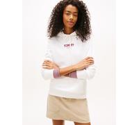 Kapuzensweatshirt TOMMY JEANS "TJW REG ESS LOGO 2 HOODIE EXT", Damen, Gr. XXL (44), ecru, Sweatware, Obermaterial: 100% Baumwolle, unifarben, regular fit, Rippbündchen, Sweatshirts (22962738-XXL) ecru