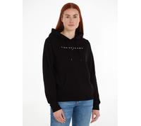 Kapuzensweatshirt TOMMY JEANS "TJW REG LINEAR HOODIE", Damen, Gr. S (36), schwarz, Sweatware, Obermaterial: 80% Baumwolle, 20% Polyester, unifarben, regular fit hüftlang, Rundhals, Rippbündchen, Sweat