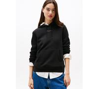 Kapuzensweatshirt TOMMY JEANS "TJW REG LINEAR HOODIE EXT", Damen, Gr. M (38), schwarz, Sweatware, Obermaterial: 80% Baumwolle, 20% Polyester, unifarben, casual, regular fit, Langarm Rippbündchen, Swea