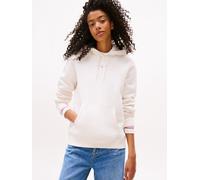Kapuzensweatshirt TOMMY JEANS "TJW REG LINEAR HOODIE EXT", Damen, Gr. M (38), weiß (ancient weiß), Sweatware, Obermaterial: 80% Baumwolle, 20% Polyester, unifarben, regular fit, Rippbündchen, Sweatshi