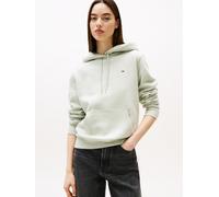 Kapuzensweatshirt TOMMY JEANS "TJW REG S FLAG HOODIE", Damen, Gr. S (36), grün (misty sage), Sweatware, Obermaterial: 80% Baumwolle, 20% Polyester, unifarben, regular fit kurz, Rippbündchen, Sweatshir