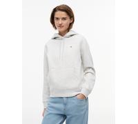 Kapuzensweatshirt TOMMY JEANS "TJW REG S FLAG HOODIE", Damen, Gr. XL (46), ice grau heather, Sweatware, Obermaterial: 80% Baumwolle, 20% Polyester, meliert, regular fit kurz, Rundhals, Rippbündchen, S