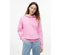 Kapuzensweatshirt TOMMY JEANS "TJW REG S FLAG HOODIE", Damen, Gr. XL (46), pink daisy, Sweatware, Obermaterial: 80% Baumwolle, 20% Polyester, unifarben, regular fit kurz, Rundhals, Rippbündchen, Sweat