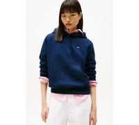 Kapuzensweatshirt TOMMY JEANS "TJW REG S FLAG HOODIE", Damen, Gr. XS (34), blau (schwarz night navy), Sweatware, Obermaterial: 80% Baumwolle, 20% Polyester, unifarben, regular fit normal, Rundhals, Ri