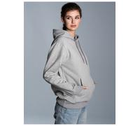 Kapuzensweatshirt TRIGEMA "TRIGEMA Hoodie aus Sweatqualität", Damen, Gr. M, grau (grau, melange), 70% Baumwolle, 30% Polyester, lang, Rundhals, Sweatshirts (53844952-M) grau, melange