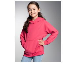 Kapuzensweatshirt TRIGEMA "TRIGEMA Hoodie in leichter Sweat-Qualität", Mädchen, Gr. 128, orange (koralle), Sweatware, 50% Baumwolle, 50% Polyester, Basic, ohne Ausschnitt, Sweatshirts (90532162-128) k
