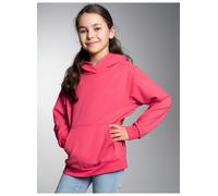 Kapuzensweatshirt TRIGEMA "TRIGEMA Hoodie in leichter Sweat-Qualität", Mädchen, Gr. 152, orange (koralle), 50% Baumwolle, 50% Polyester, Basic, Sweatshirts (90532162-152) koralle
