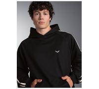 Kapuzensweatshirt TRIGEMA "TRIGEMA Hoodie mit Kontraststreifen", Herren, Gr. XXL, schwarz, Sweatware, 70% Baumwolle, 30% Polyester, Basic, ohne Ausschnitt, Sweatshirts (28813015-XXL) schwarz