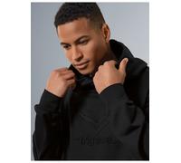 Kapuzensweatshirt TRIGEMA "TRIGEMA Kapuzenpullover mit großem 3D-Motiv", Herren, Gr. XXL, schwarz, 70% Baumwolle, 30% Polyester, Sweatshirts (85537525-XXL) schwarz