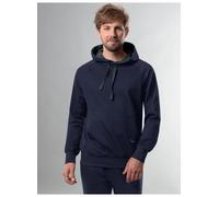 Kapuzensweatshirt TRIGEMA "TRIGEMA Kapuzensweatshirt aus Biobaumwolle", Herren, Gr. M, blau (navy), Single Jersey, 75% Baumwolle (Biobaumwolle kbA), 25% Baumwolle (recycelt), lang, ohne Ausschnitt, Sw