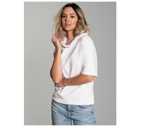 Kapuzensweatshirt TRIGEMA "TRIGEMA Kurzarm Cropped Hoodie", Damen, Gr. XL, weiß, 50% Baumwolle, 50% Polyester, Basic, Sweatshirts (39433160-XL) weiß