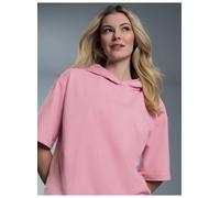 Kapuzensweatshirt TRIGEMA "TRIGEMA Kurzarm Hoodie", Damen, Gr. L, lila (lilie), Sweatware, 50% Baumwolle, 50% Polyester, Basic, ohne Ausschnitt, Sweatshirts (82869058-L) lilie