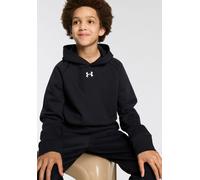 Kapuzensweatshirt UNDER ARMOUR "Rival", Jungen, Gr. XS, schwarz (schwarz 001), Sweatware, Obermaterial: 67% Baumwolle, 33% Polyester, unifarben, hoch geschlossener Ausschnitt, Raglanärmel Bündchen, Sw
