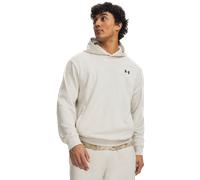 Kapuzensweatshirt UNDER ARMOUR "UA RIVAL LW HOODIE", Herren, Gr. S, beige (summit weiß, schwarz), Sweatware, Obermaterial: 80% Baumwolle, 20% Polyester, unifarben, Basic hüftbedeckend, Rundhals, Rippb