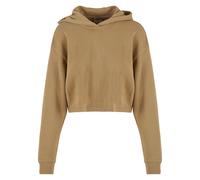 Kapuzenpullover URBAN CLASSICS "Urban Classics Damen Ladies Oversized Cropped Light Terry Hoodie", Damen, Gr. L, beige (unionbeige), 35% Baumwolle, 35% Baumwolle (Bio), 30% Polyester, unifarben, casua